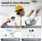 CHARKEE 24 Pack 6 Inch 5CCT Ultra-Thin LED Recessed Ceiling Light with Junction Box, 2700K-5000K, 1050LM High Brightness, Dimmable Canless Wafer Downlight,12W Eqv 110W, ETL & Energy Star & FCC