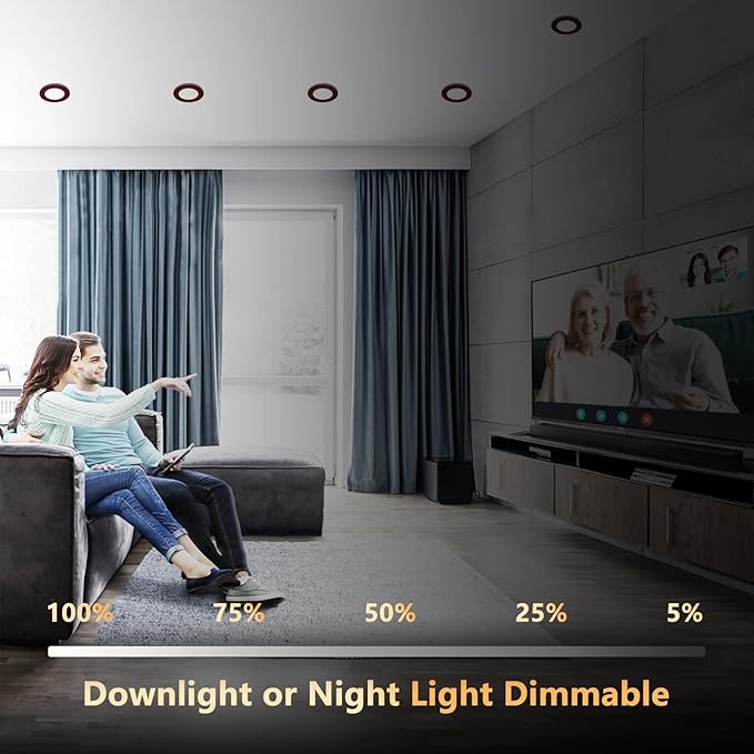 CycevSun 16 Pack Bronze Recessed Lighting 4 Inch with Night Light, Canless Ultra Thin Wafer Downlight Outdoor Exterior Soffit, Dimmable & 5 Color Temperature Selectable, 9W, ETL