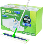40 Count XL Dry+Wet Mopping Cloths Kit for Swiffer Sweeper XL Mop - Disposable X-Large Mop Pad Refills - Multi-Surface Pads Kit Includes 30 Dry Sweeping Cloths & 10 Wet Mopping Pads for Floor Cleaning