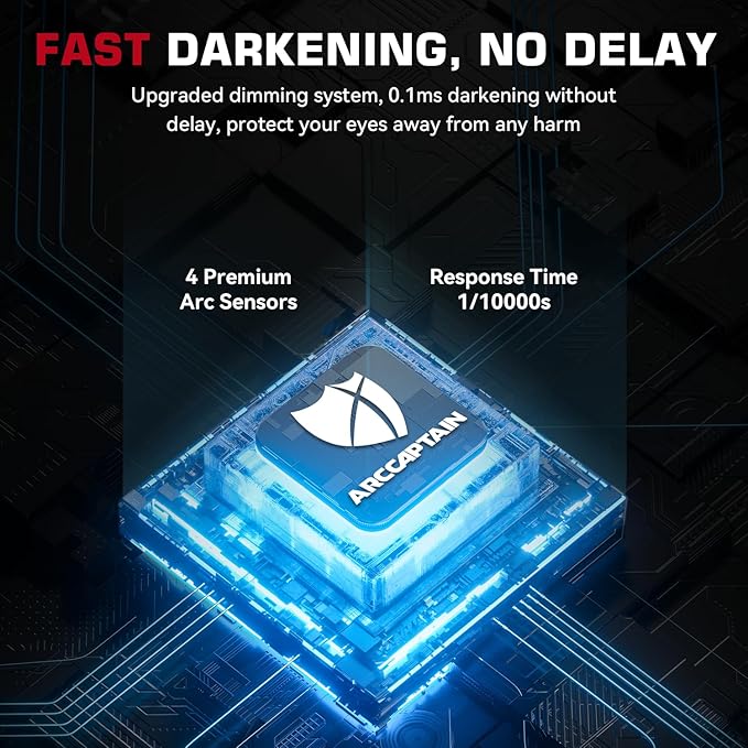 ARCCAPTAIN 3.93"X3.66" Large Viewing Screen Auto Darkening Welding Helmet, True Color Solar Power Welding Hood with 4 Arc Sensor Wide Shade 4/5-9/9-13 for TIG MIG Arc, HSH-G999-ST