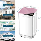 Portable Washing Machine, ARLIME Compact Mini Full-Automatic Laundry 2-In -1 Washer & Spin Dryer 7.7lbs Capacity W/Drainage Pump & Long Hose For Condo, Apartments, Dorms, RV’s Camping Living (Pink)