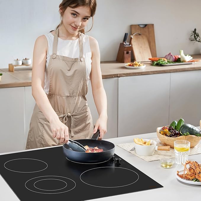 VEVOR Electric Ceramic Cooktop, Built-in Electric Stove Top, with Glass Panel, Knob Control, 11 Heat Levels, for Diverse Cooking Requirements (30inch-4burners/220V)