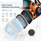XPRO Reusable Silicone Half Face Respirator Mask with Filters - Gas Mask for Welding, Woodworking, Spray Paint, Dust, Chemical & Pollen Protection