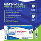 CARE PLUS Vinyl Gloves Clear Large Size 200 Count | Heavy Duty, Non-Sterile, Powder-Free, Latex-Free Rubber | Food Prep, Kitchen & Cleaning Gloves, Ideal for Professional Use