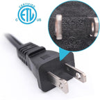 2-Pack Extension Cord 2 Prong, 5FT Short and Small Etension Cords Male/Female Indoor Power Cable for NEMA 1-15P to NEMA 1-15R Black