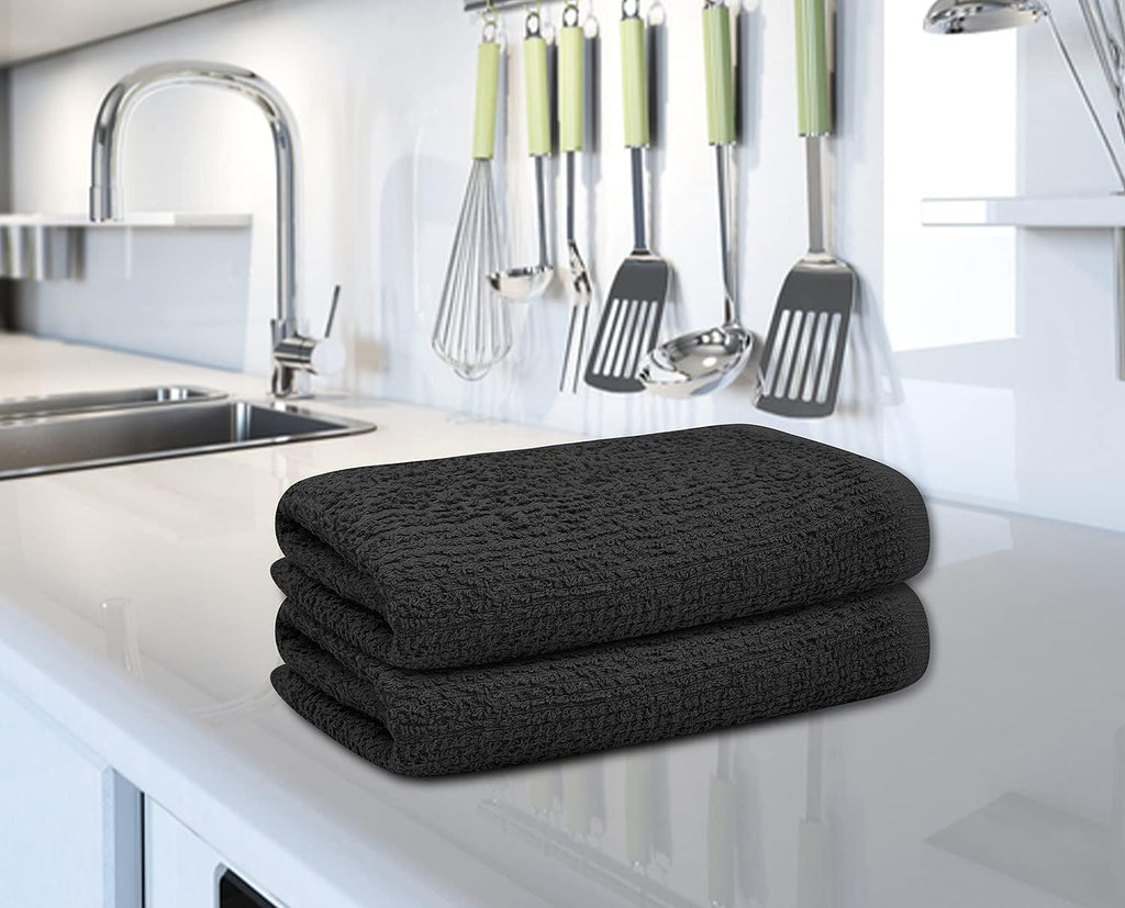 Bar Mop Grey Ribbed 16x19 Pack of 24, 100% Cotton Absorbent Kitchen Towel Dish Towels and Dishcloths Towels Sets Washcloth Restaurant Cleaning Rags Towel