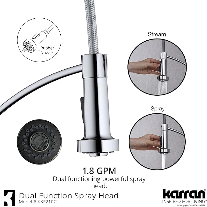 Karran Scottsdale Single-Handle Pull-Down Sprayer Kitchen Faucet in Chrome