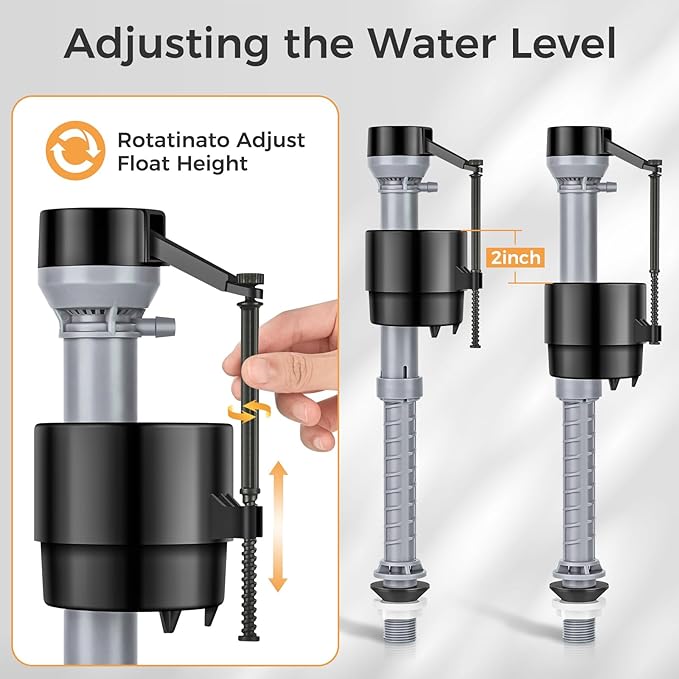 Universal Toilet Flusher Replacement Kit, Toilet Fill Valve Replacement Kit, Toilet Parts Inside Tank Kit, Adjustable, Quiet and Easy to Install (3-Pack)