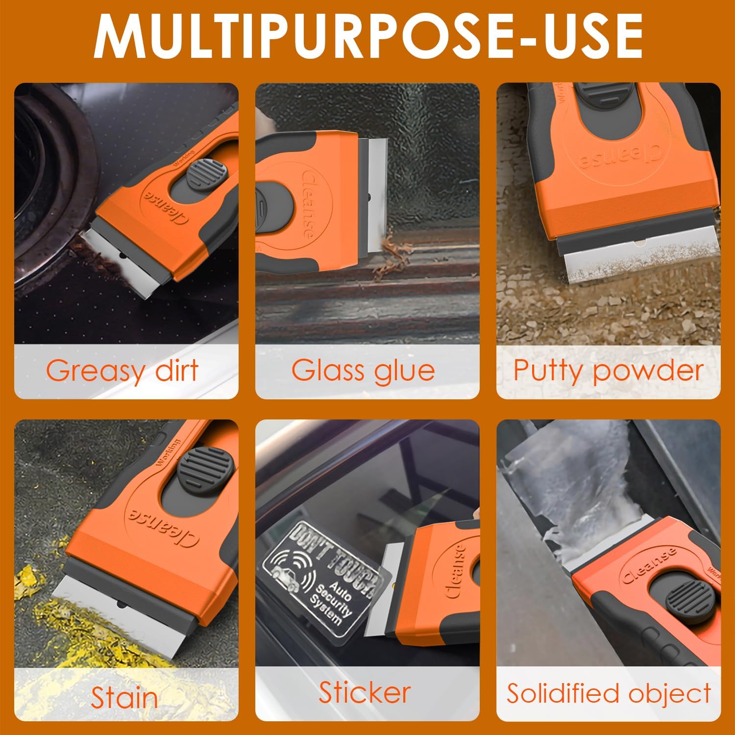 Razor Blade Scraper with 15 Extra Blades: Multi-Surface Cleaning Tool for Glass, Ceramic Cooktops, Ovens, Glass Top Stoves and Foot - Removes Burned-On Food, Tough Stains, Dirt, Stickers, and Paint