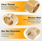 KOOTANS 25PCS Brass Hex Bushing Kit Brass Fittings Assortment 1/4" to 1/8", 3/8" to 1/8", 3/8" to 1/4", 1/2" to 1/4", 1/2" to 3/8" NPT Reducer Pipe Fittings Adapter Fitting