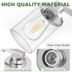 DORESshop 4-Light Vanity Light Fixtures, Chrome Bathroom Light Fixtures Over Mirror with Clear Glass Shade, Modern Vanity Lights for Living Room Bedroom