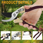 Heavy Duty Pruning Shears，Garden Scissors & Clippers with Red-BIDMLI 8.66" SK5 Steel Blades & Aluminum Alloy Handles, Tree Branch Cutter, Ideal for Thick Branches, Dry Twigs, Flower Pruning Tool.