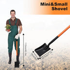 Small Square Shovel 43.3Inches Small Shovel with Metal Handle Garden Tool for Camping Farming Gardening Digging, Orange