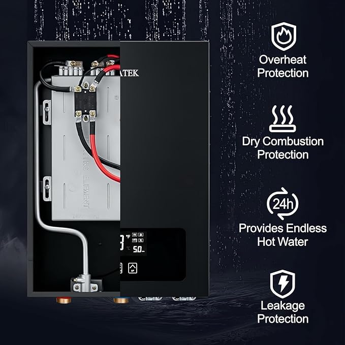 Electric Tankless Water Heater SIVUATEK 24kW, 240V - On-Demand Hot Water for Whole House - ETL Certified, Self Modulating - Compact Design for Easy Installation - for 4 Point of Use Hot Water