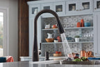 Moen Essie Mediterranean Bronze MotionSense Wave One-Handle Touchless Kitchen Faucet with Pulldown Sprayer and Soap Dispenser, 87014EWBRB