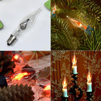 12 Count Halloween Flickering Flame Lights Bulbs, C7 Fake Fire Bulbs / E12 Flickering Flame Bulb, Fall Halloween Window Candle Light Bulbs, Christmas Halloween String Light Bulbs Replacement