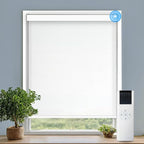 Motorized Blinds with Remote Cordless Automatic Motorized Shades Custom Blinds for Windows Smart Curtains Compatible with Alexa Google Home(Light Filtering Jacquard White,W26 x H72in)