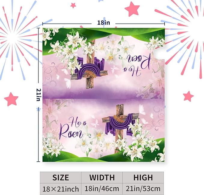 Easter Mailbox Cover - Magnetic Standard Size Cross Religious 'He is Risen' Post Cover - Spring Lilies Floral Waterproof Mailbox Decor for Garden Yard Home - 21x18 Inch