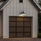 Dusk to Dawn Sensor Outdoor Barn Light Fixtures, 12.3 Inch Dome Farmhouse Outdoor Wall Sconces, Gooseneck Exterior Wall Mount Lights, Industrial Black White Wall Lanterns for Porch, DDRZ004-4 BK+WH