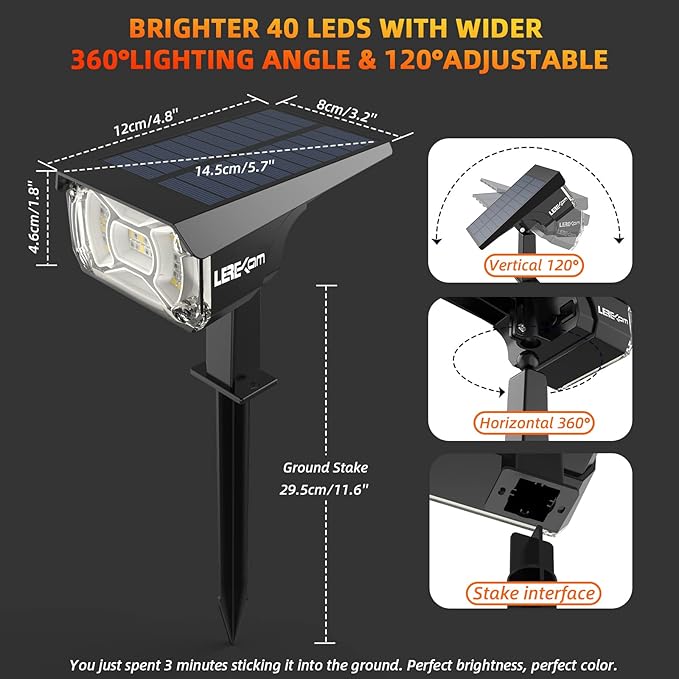 Color Solar Light Outdoor Waterproof Spotlights with 9 Light Modes, Color Changing Solar Outdoor Light for Halloween Decorations, Colored Spot Lights Auto On,Off, RGBW