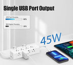 45W USB-C Fast Charging Under Desk Power Strip,12 Outlet Mountable Power Strip with 4 USB,1200J Surge Protection,6FT Flat Extension Cord