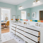 10 Pack 7.5 Inch(192mm) Hole Center Modern Brushed Gold Cabinet Pull Handle Timeless Vanity Drawer Pull Handle Classic Cabinet Hardware for Kitchen Dresser Bathroom, Screws Included, B-Gold(7.5x10)