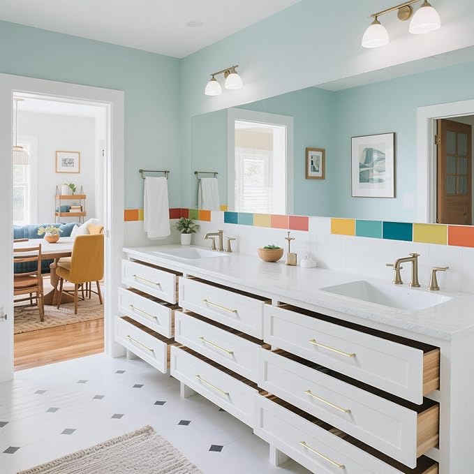 10 Pack 8.8 Inch(224mm) Hole Center Modern Brushed Gold Cabinet Pull Handle Timeless Vanity Drawer Pull Handle Classic Cabinet Hardware for Kitchen Bathroom, Screws Included, B-Gold(8.8x10)