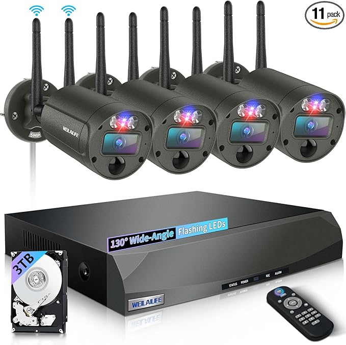 【90 Days Storage & 2-Way Audio】 Wireless Security Camera System, Wireless Cameras for Home Security, Outdoor WiFi Video Surveillance Systems