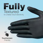 Raxwell Heavy Duty Disposable Gloves Latex Free | 5.5 Mil Black Nitrile Gloves | Powder Free Chemical Resistant Gloves