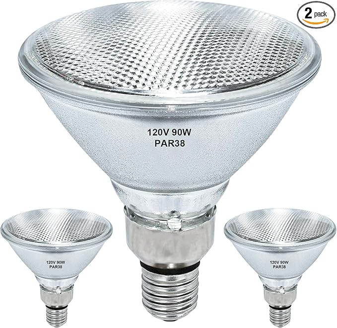 Par38 Halogen Flood Light Bulb 120V 90W, Dimmable PAR38 90W Light Bulbs, E26 Medium Base, Warm White, High Output Reflector Flood Lights for Indoor, 2 Pcs