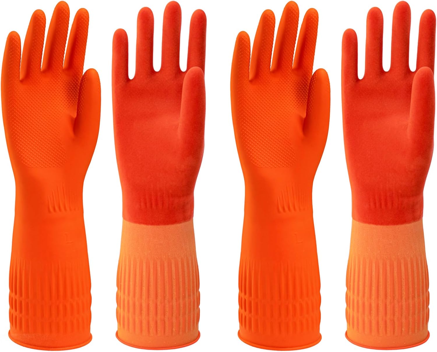 North Tower Kitchen Washing Room Gloves Fleece Lined, Reusable, Waterproof with Extra-Long Cuff & Anti-Slip Design for Household & Kitchen Use,15",2 Pairs Large