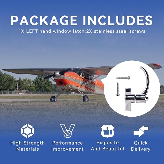 Left Hand Window Latch with Screw Compatible with 1954-1977 Cessna100,200,300 Series Aircraft
