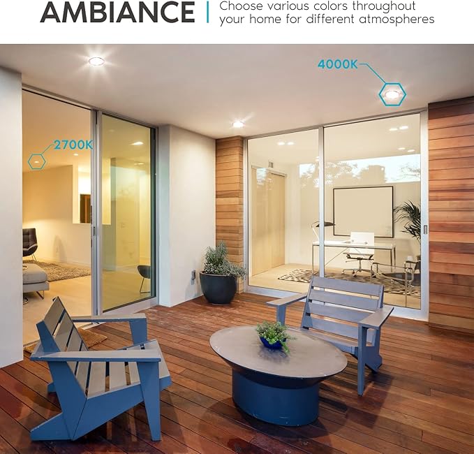 LUXRITE 4 Inch Ultra Thin LED Recessed Light with J-Box, 10W, 5 Color Options 2700K | 3000K | 3500K | 4000K | 5000K, Dimmable Wafer Lights, 750 Lumens, Copper Trim, Energy Star, IC Rated (4 Pack)