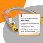 20-Pack HeSun 15-Inch Push-Fit Ball Valve Water Heater Connector, Push-to-Connect 1/2" x 3/4" FIP, Stainless Steel Flexible Heater Hose(HOSE036-20)