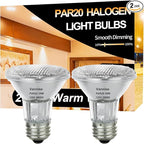 PAR20 39W Halogen Flood Light Bulbs 2PCS, 39w 120V 480 Lumens, E26 Medium Base, 2800K Warm White Dimmable for Indoor Spotlight, Range Hood Light Bulbs, Recessed Bulbs