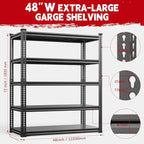 Heavy Duty Garage Shelving Unit 3000LBS, Adjustable 5-Tier Storage Rack with Boltless Design, 48" W*18.9" D*72" H Metal Shelves for Basement, Garage & Warehouse Storage