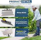 74" Garden Flat Scraper, Multifunctional Cleaning Shovel, Heavy Duty Manual Weeder Metal Floor Scraper Garden Tool for Lawn Digging, Weeding, Scraping, Ice Remove, Edging