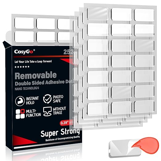 Large Mounting Putty No Trace, Museum Double Sided Tape Glue Adhesive Dots Clear Sticky Tack, Non-Toxic Picture Hanging Adhesive, 0.39 x 0.78 in (252 Pcs)