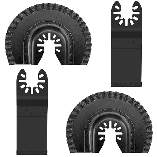 LEILUO 4Pcs Black Large Size Diamond Oscillating Multi Tool Blades for Grout Removal tool, Alloy tool Cleaning Mortar Fit DeWalt Milwaukee Makita Ryobi and More