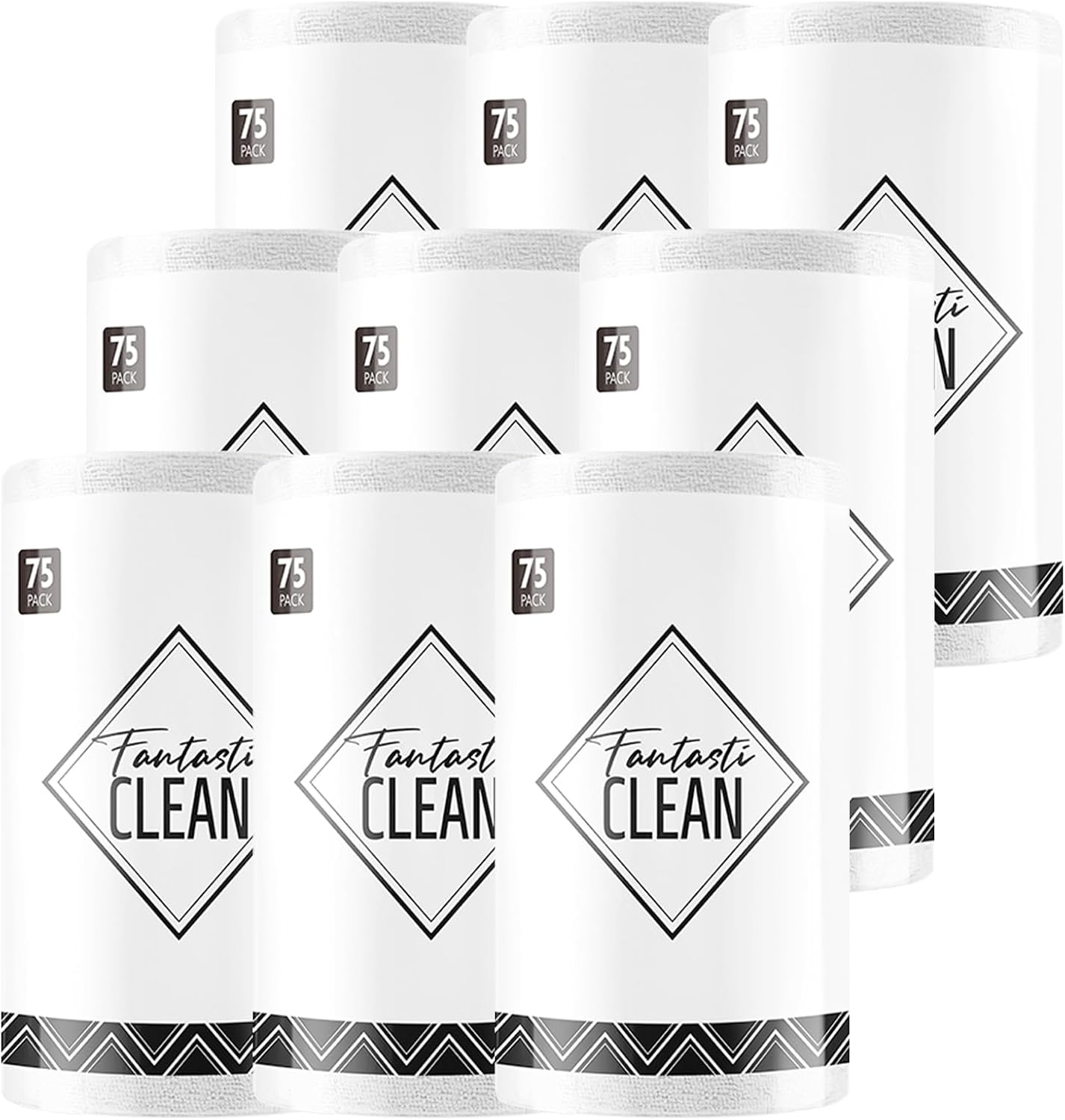 Fantasticlean Microfiber Cleaning Cloth Roll -675 Pack, Tear Away Microfiber Towels, 12" x 12", Reusable, Washable, Ultra Absorbent Dishcloth for Home Supplies, Car, Shop (9 Rolls of White)