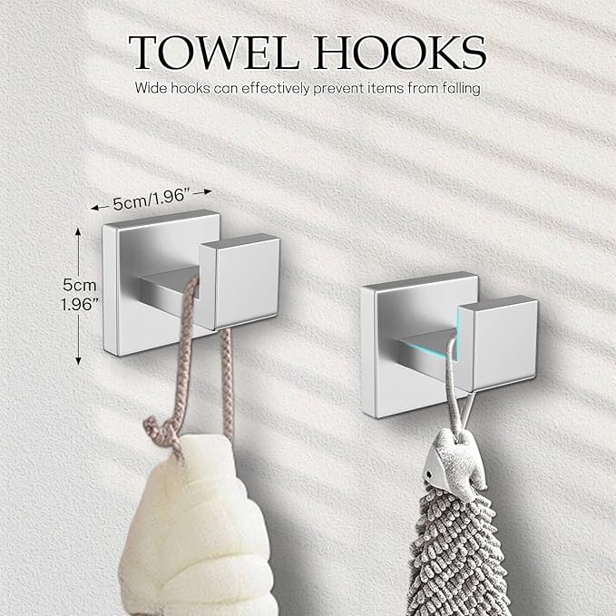 5-Pieces Brushed Nickel Bathroom Hardware Accessories Set,16 Inch Towel Bar Set,Stainless Steel Bathroom Hardware Set Towel Holder Set for Bathroom,Wall-Mounted Bathroom Accessories Kit