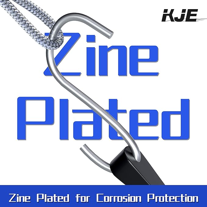 KJE 12Pack(21", 31") Rubber Bungee Cords with Adjustable Hooks - Quality EPDM, Heavy Duty Black Bungee Straps, Ideal for Outdoor Tie Downs, Securing Tarps, Canvases, Cargo in Cold Hot Climates