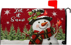 Snowman Mailbox Covers Magnetic Standard Size Xmas Cardinal Mailbox Cover 21X18 Inch Winter Pine Tree Post Box Letterbox Wraps for Garden Yard Christmas Decorations