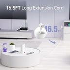 16.5FT Long Extension Cord,Power Strip Tower Surge Protector Power Strip with USB 12 Outlets with 4 USB Ports (1 USB C), Flat Plug Multi Plug Outlet Extender Overload Protection for Home Office