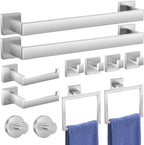 Bathroom Hardware Accessories Set: 12-Pieces Bath Towel Bar Set, Towel Racks for Bathroom Wall Mounted, SUS304 Stainless Steel, Brushed Nickel