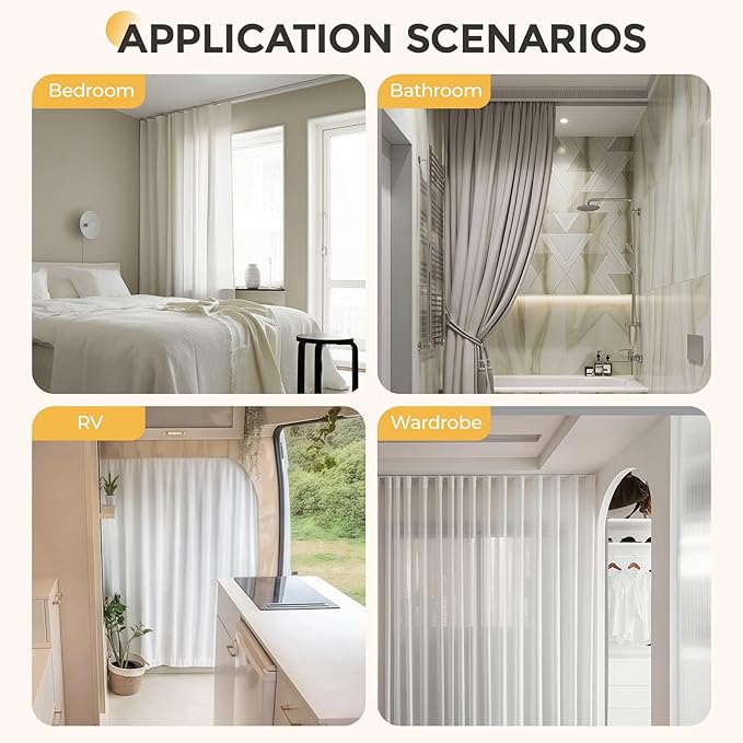 10.8FT Self Adhesive Ceiling Curtain Track No Drill, Curtain Track Ceiling/Wall Mount, Unbendable & Cuttable Track Curtain Rod for RV, Windows, Living Room, Bedroom