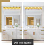 zeyu 44 Inch Brushed Gold Bathroom Light Fixtures, 6 Lights Vintage Wall Light, Modern Vanity Light with Clear Glass Shade, ZSL72B-6W BG