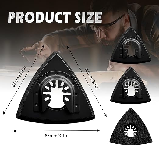 4-Pack Triangle Oscillating Sanding Pads – 3-1/8 Inch Hook & Loop Multi Tool Sanding Attachment for Woodworking, Paint Removal, and Finishing
