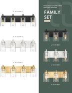 4-Light Bathroom Light Fixtures, Brushed Nickel Vanity Light with Cylinder Clear Glass Shade, Modern Vanity Lighting Fixtures Over Mirror, VL143-BN-4