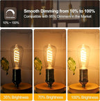 4-Pack Vintage LED Edison Bulbs 60W Equivalent- ST58/ST19 6W E26 Dimmable Light Bulbs, 2700K Filament Decorative Bulb, Shatterproof Plastic Bulb Safe for Kids/Pets.